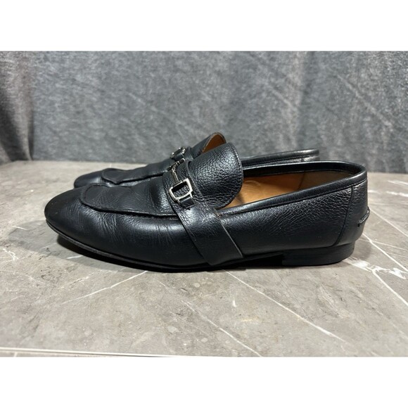 Gucci Horsebit Loafers Black Leather Slip-On Snaffle Dress Shoes Italy Mens Size